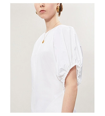 Shop Jil Sander Raglan Cotton-poplin Midi-dress In White