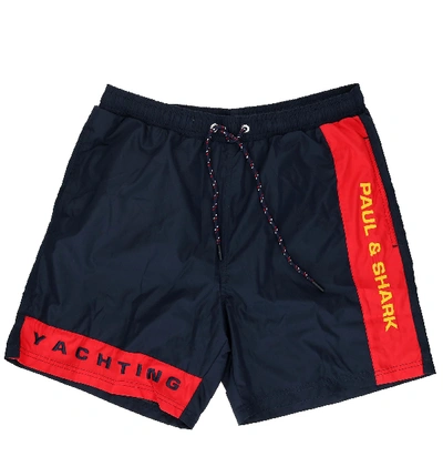 Shop Paul & Shark Blue Polyester Trunks