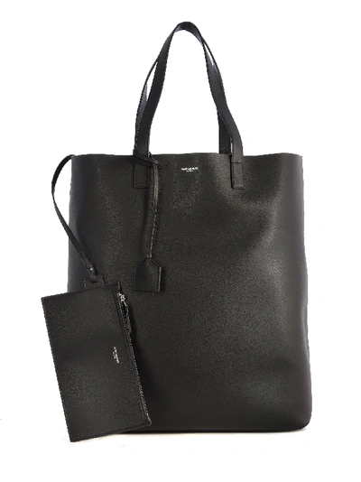 Shop Saint Laurent Men's Black Leather Tote