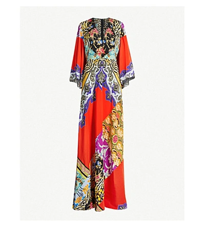 Shop Etro Somerset Floral-print Silk-crepe Maxi Dress In Red