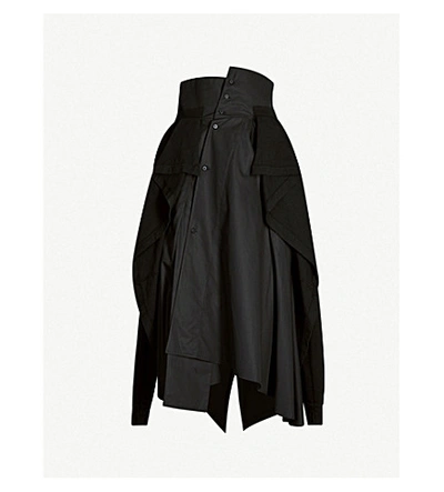 Shop Aganovich Draped Cotton Skirt In Black
