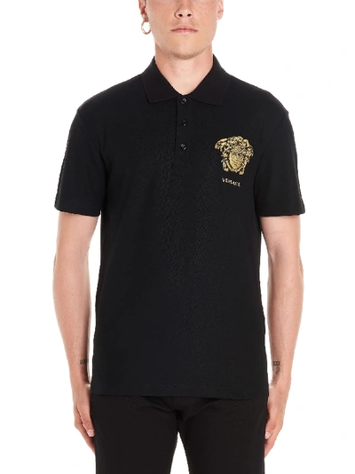 Shop Versace Black Polo Shirt