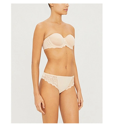 Simone Perele Womens Caresse Woven And Stretch-lace Bra Peau Rose In Peau Rose