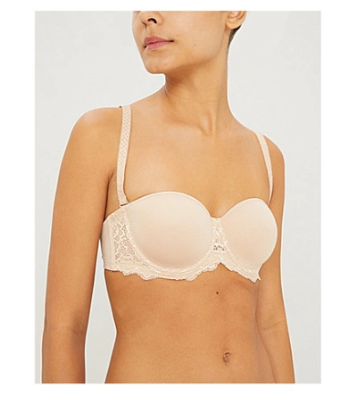 Shop Simone Perele Womens Peau Rose Caresse Woven And Stretch-lace Bra