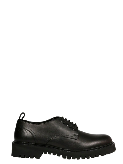 Shop Valentino Black Leather Lace-up Shoes