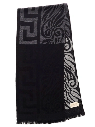 Shop Versace Black Wool Scarf