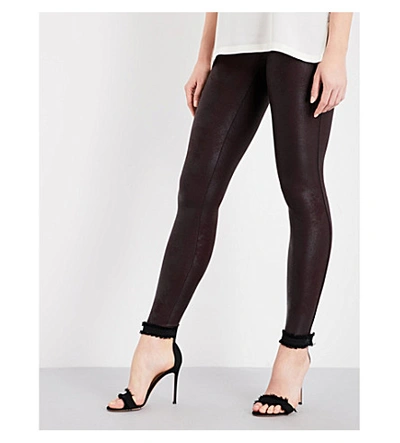 Shop Spanx High-rise Faux-leather Leggings In Wine