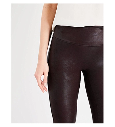 Shop Spanx High-rise Faux-leather Leggings In Wine