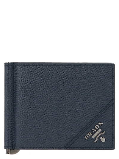 Shop Prada Blue Leather Card Holder