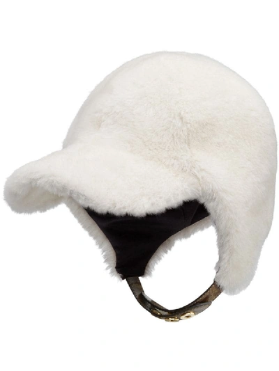 Shop Fendi Visor Detail Hat In White