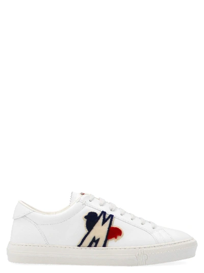Shop Moncler White Leather Sneakers