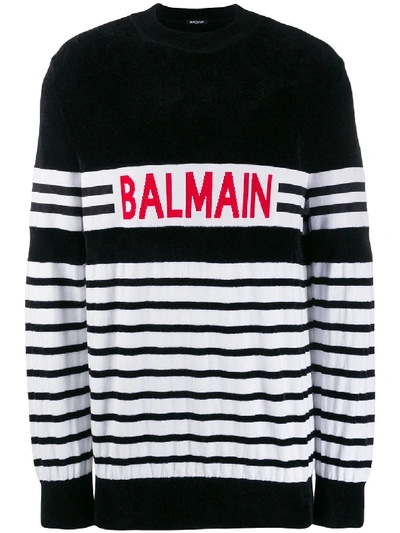 Shop Balmain Black Viscose Sweater