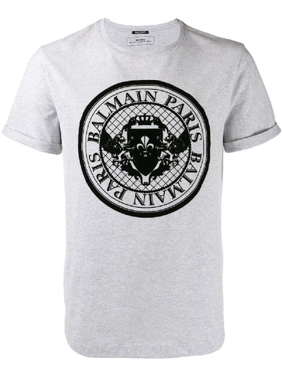 Shop Balmain Men's Grey Cotton T-shirt