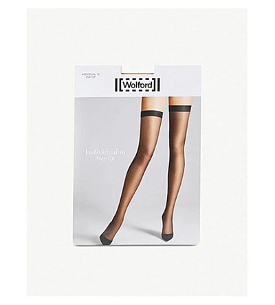 Shop Wolford Womens Gobi Individual 10 Stay-up Stockings S