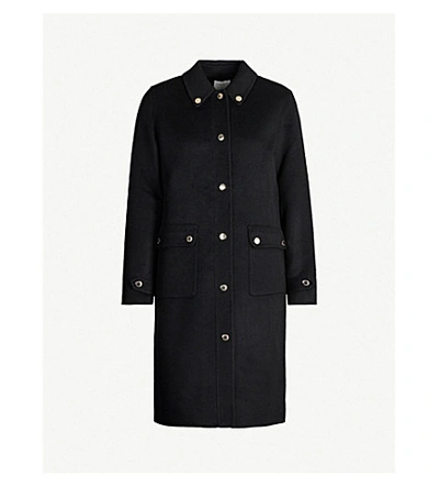 Shop Sandro Gilded-button Wool-blend Coat In Black