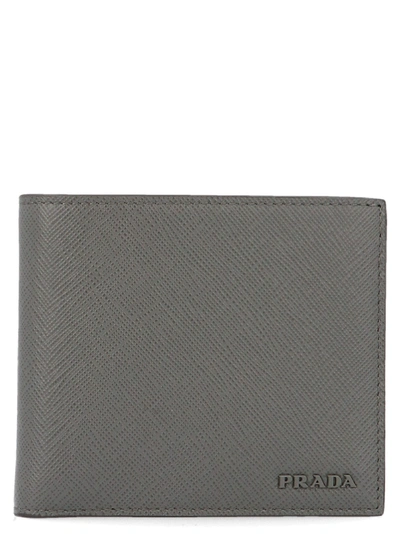 Shop Prada Grey Leather Wallet