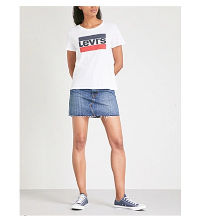 Shop Levi's The Perfect Graphic Cotton-jersey T-shirt In Sportswear White