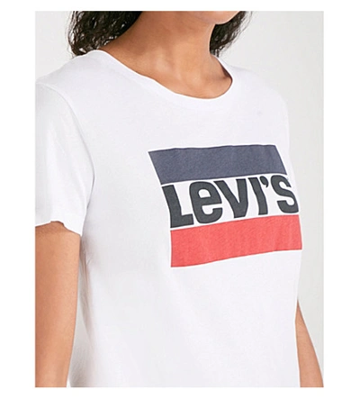 Shop Levi's The Perfect Graphic Cotton-jersey T-shirt In Sportswear White