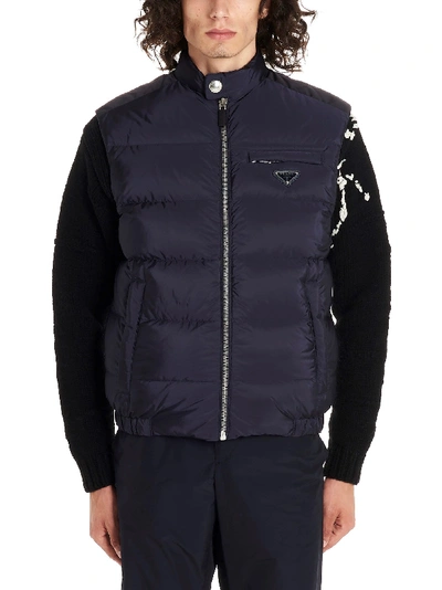 Shop Prada Blue Polyamide Vest