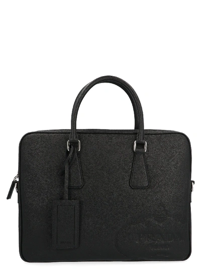 Shop Prada Black Leather Briefcase