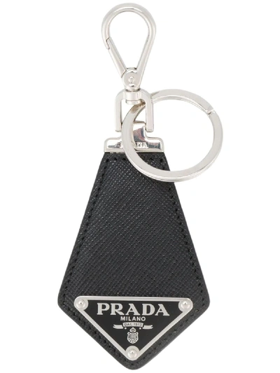 Shop Prada Men's Black Leather Key Chain