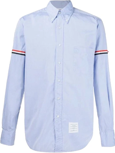 Shop Thom Browne Light Blue Cotton Shirt