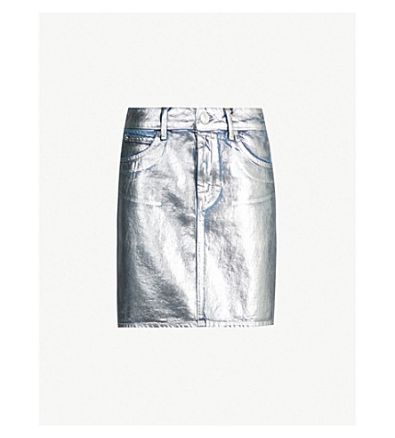 metallic denim skirt