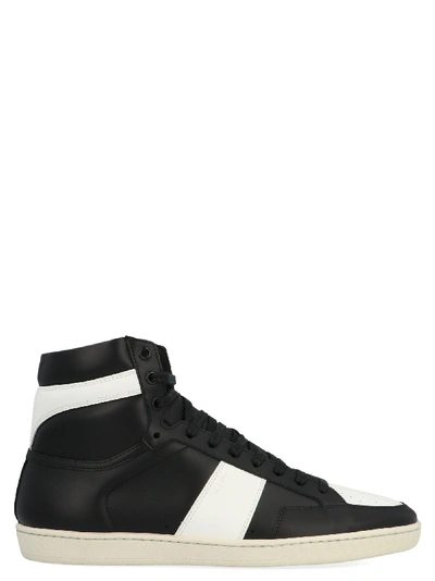 Shop Saint Laurent Men's Black Leather Hi Top Sneakers