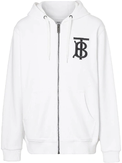 Shop Burberry White Cotton Sweatshirt