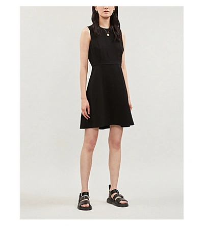 Shop Theory Dart Flared Crepe Dress In Black