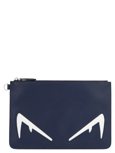 Shop Fendi Blue Leather Clutch