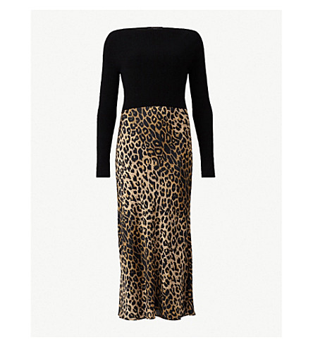 leopard print dress with black top