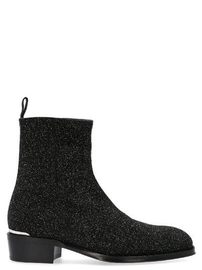 Shop Alexander Mcqueen Black Glitter Ankle Boots