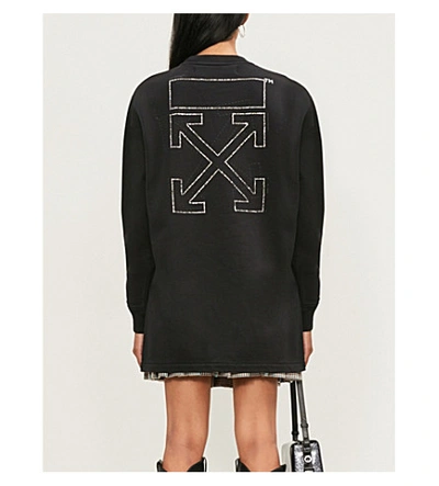 Shop Off-white Logo-embellished Cotton-jersey Mini Dress In Black Black