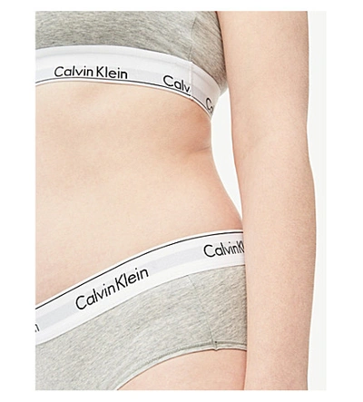 Shop Calvin Klein Womens 020 Grey Heather Plus Modern Cotton Cotton-blend Hipster Briefs