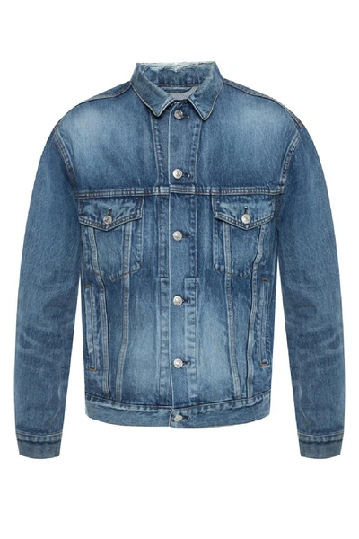 Shop Balenciaga Blue Cotton Jacket