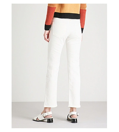 Shop Joseph Den Straight Slim-fit Stretch-gabardine Trousers In White