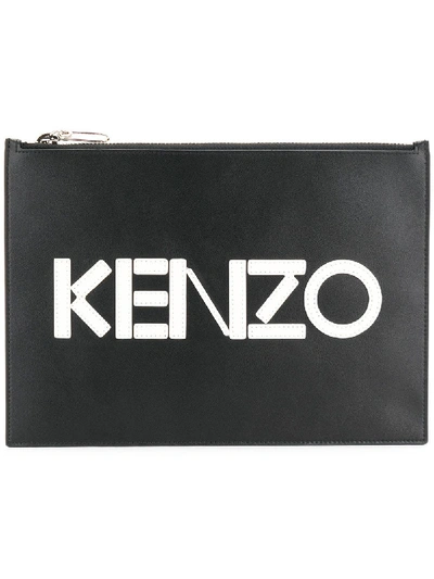 Shop Kenzo Black Leather Pouch