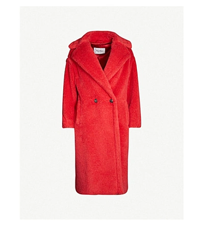 Shop Max Mara Ted Girl Notch-lapel Wool And Silk-blend Teddy Coat In Coral