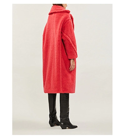 Shop Max Mara Ted Girl Notch-lapel Wool And Silk-blend Teddy Coat In Coral