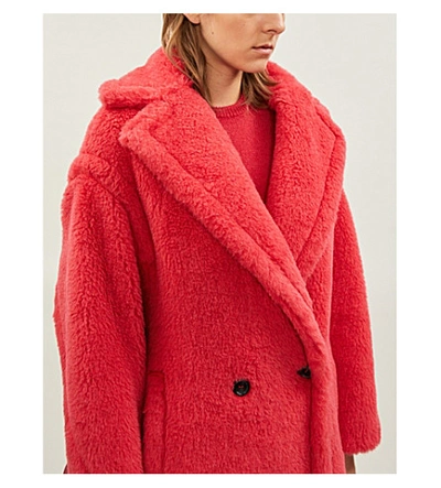 Shop Max Mara Ted Girl Notch-lapel Wool And Silk-blend Teddy Coat In Coral