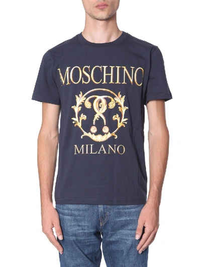 Shop Moschino Blue Cotton T-shirt