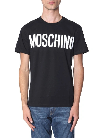 Shop Moschino Black Cotton T-shirt