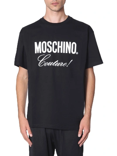Shop Moschino Black Cotton T-shirt