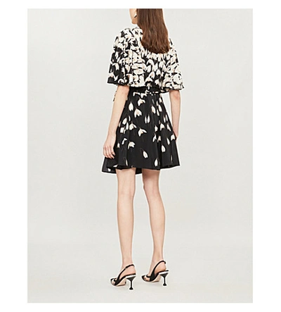 Shop Valentino Floral-print Silk Mini Dress In Black Multi