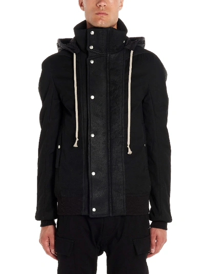 Shop Rick Owens Black Cotton Outerwear Jacket