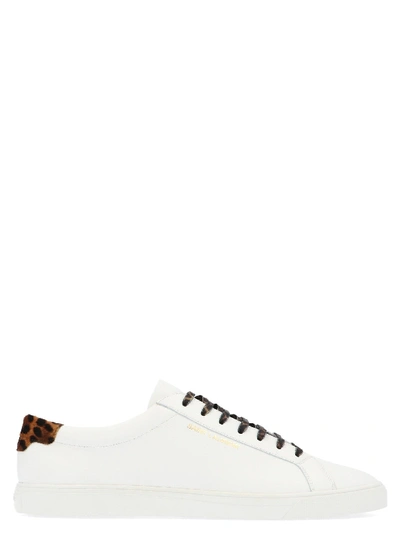 Shop Saint Laurent White Leather Sneakers