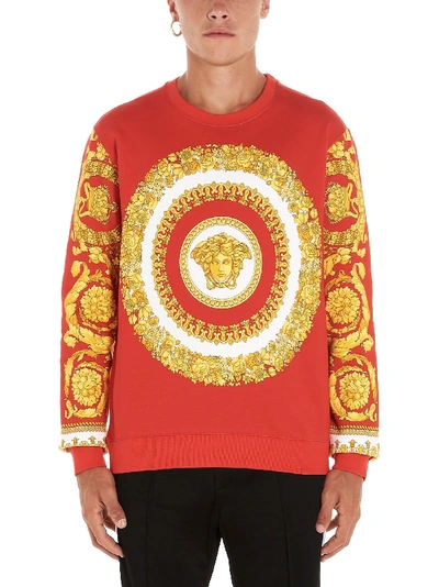 Shop Versace Red Cotton Sweatshirt