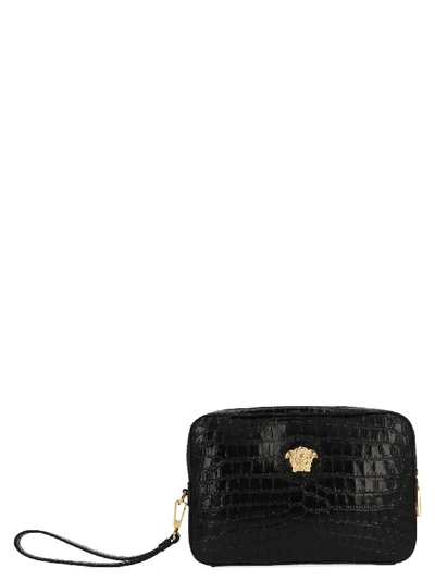 Shop Versace Black Leather Clutch