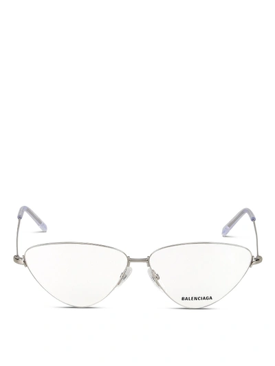 Shop Balenciaga Silver Metal Glasses